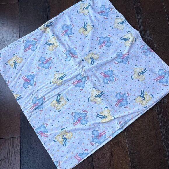 Vintage Other - Vintage baby receiving blanket soft flannel sheep lamb bows nursery swaddle